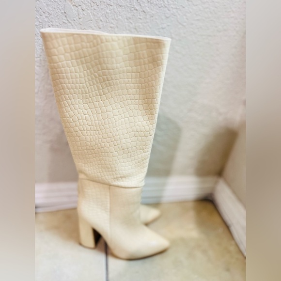 Nasty gal Faux Leather Croc Knee High Pointed Boots women’s boots size 37(6)US - Picture 14 of 14